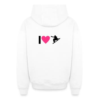 Snowboard - Oversized Heavyweight Unisex Zip Hoodie - Weiß - Hinten - AI Model Male 178 light (178cm)