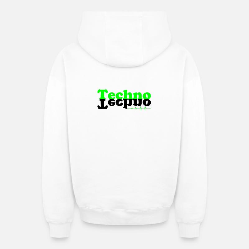 Techno kontiki - Sweat à capuche unisexe zippé oversize épais SPREAD - blanc