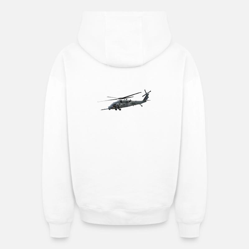 Hélicoptère - Sweat à capuche unisexe zippé oversize épais SPREAD - blanc