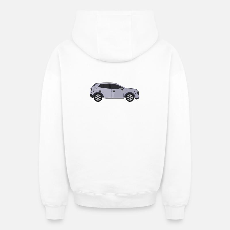 Voiture - Sweat à capuche unisexe zippé oversize épais SPREAD - blanc