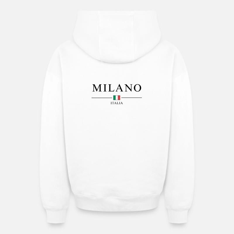 Milano italia - Sweat à capuche unisexe zippé oversize épais SPREAD - blanc