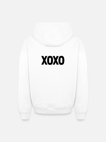 Cute Dachshund XOXO Dog Love Design - Oversized Heavyweight Unisex Zip Hoodie - white