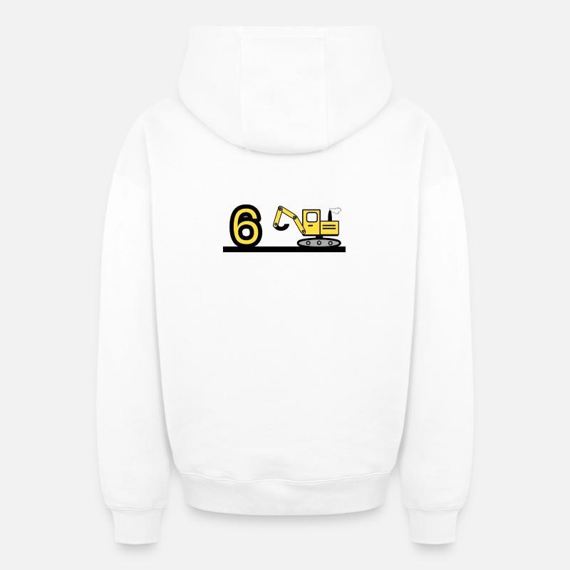 Excavatrice - Sweat à capuche unisexe zippé oversize épais SPREAD - blanc