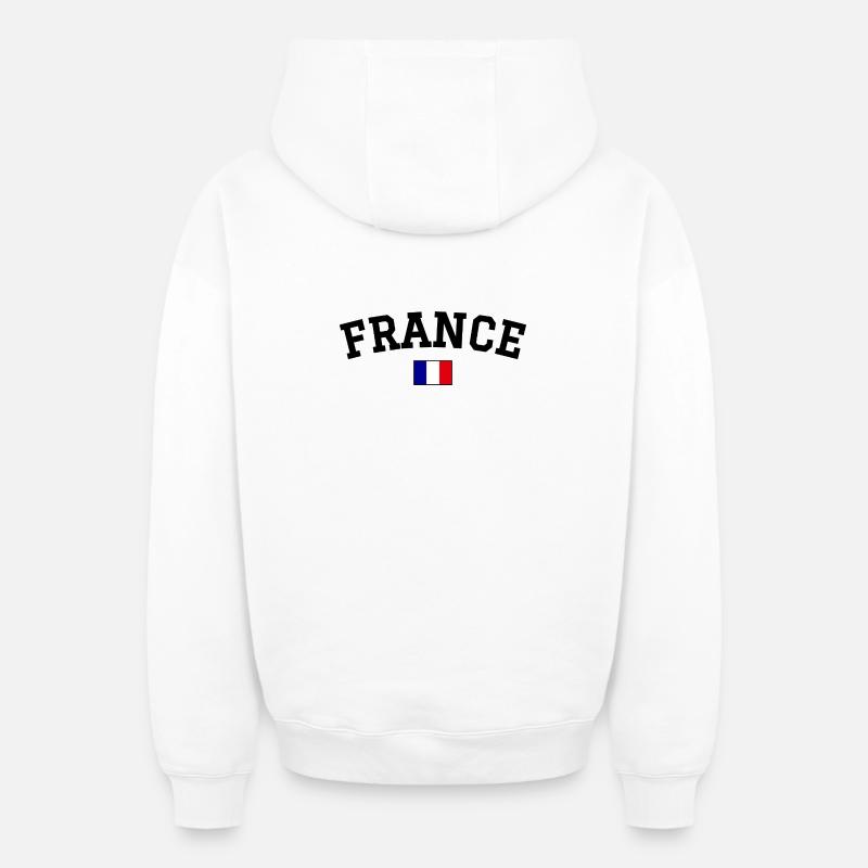 Drapeau français Noir - Sweat à capuche unisexe zippé oversize épais SPREAD - blanc
