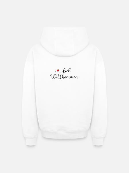 Herzlich Willkommen - Oversized Heavyweight Unisex Zip Hoodie - Weiß