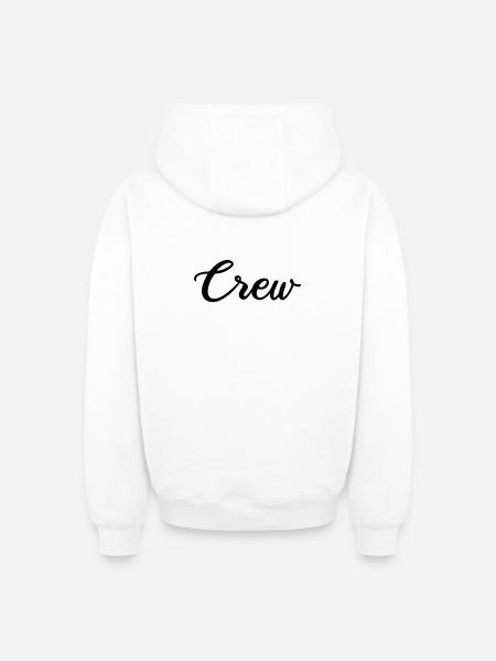 crew_schrift - Oversized Heavyweight Unisex Zip Hoodie - Weiß