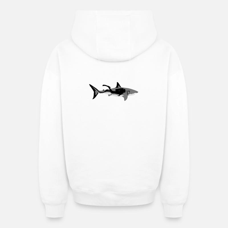 hai_diver - Sweat à capuche unisexe zippé oversize épais SPREAD - blanc