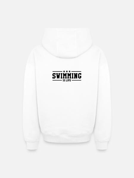 swimming is life ! - Oversized Heavyweight Unisex Zip Hoodie - white