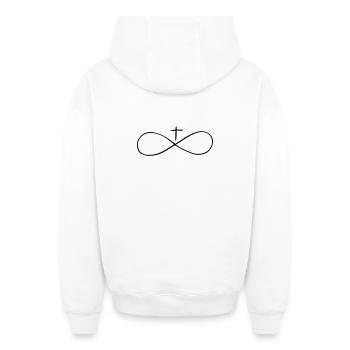 unendlich - Oversized Heavyweight Unisex Zip Hoodie - Weiß - Hinten - AI Model Male 178 light (178cm)