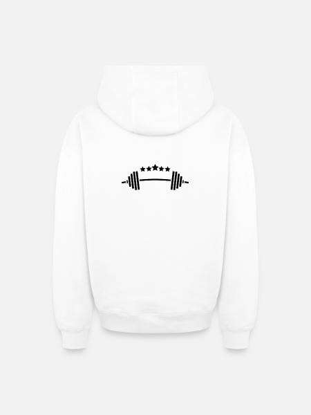 Weights & Stars: Fitness Power Design - Oversized Heavyweight Unisex Zip Hoodie - white
