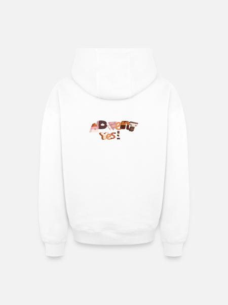 Advent Letters Made of Sugar - Oversized Heavyweight Unisex Zip Hoodie - white