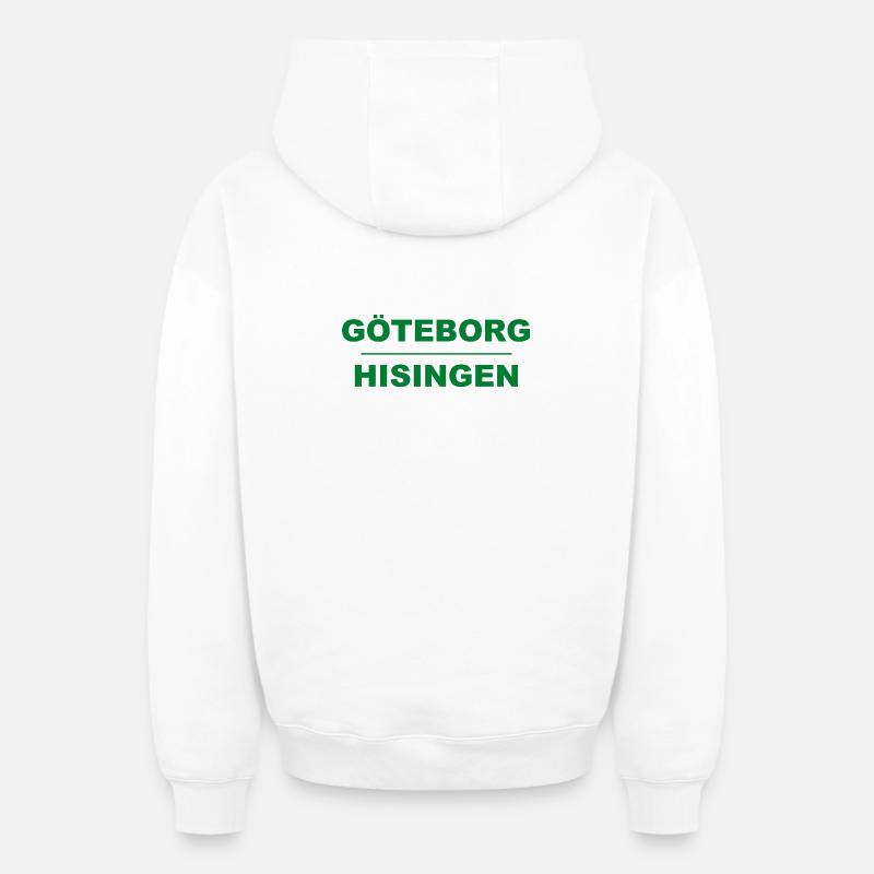 Göteborg Hisingen – Design vert-noir - Sweat à capuche unisexe zippé oversize épais SPREAD - blanc