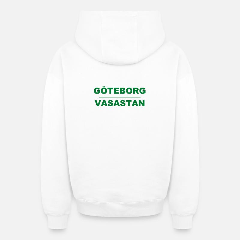 Göteborg Vasastan – Design vert-noir - Sweat à capuche unisexe zippé oversize épais SPREAD - blanc
