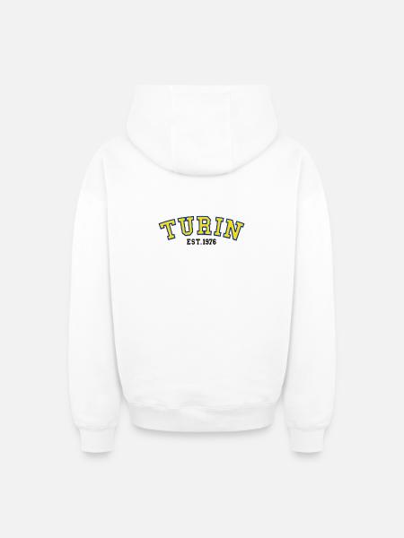 Turin Est. 1976 - Oversized Heavyweight Unisex Zip Hoodie - white