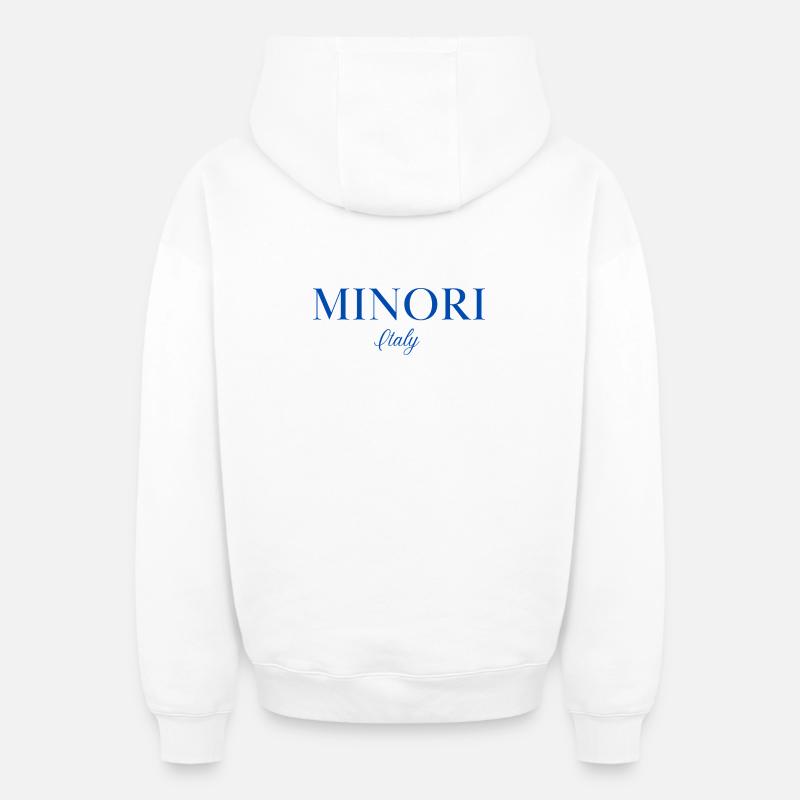 Minori, Italie - Sweat à capuche unisexe zippé oversize épais SPREAD - blanc