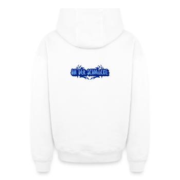 Aufdruck An der Schmücke - Oversized Heavyweight Unisex Zip Hoodie - Weiß - Hinten - AI Model Male 178 light (178cm)