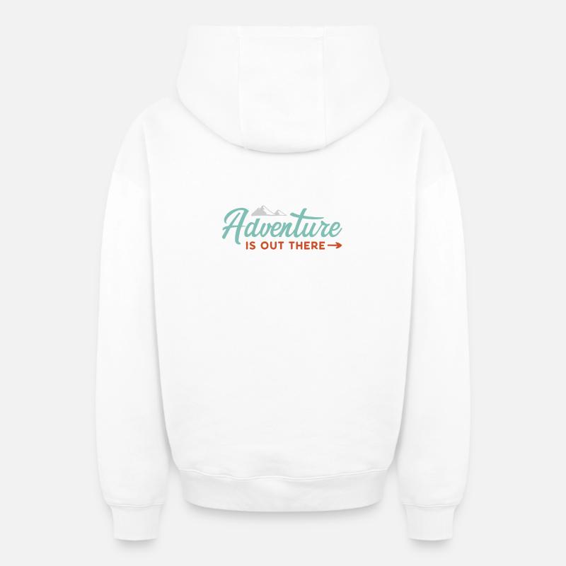 L’aventure est là-bas - Sweat à capuche unisexe zippé oversize épais SPREAD - blanc
