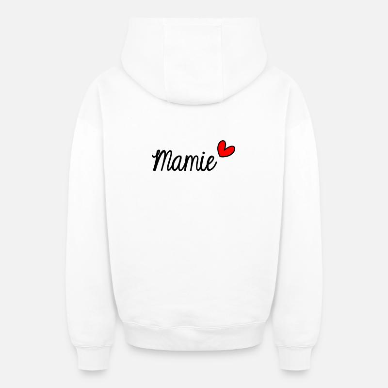 MAMIE. GRAND-MERE - Sweat à capuche unisexe zippé oversize épais SPREAD - blanc