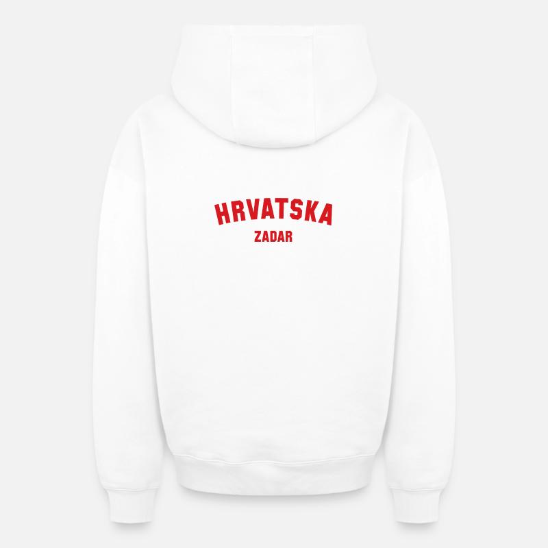 ZADAR Hrvatska Croatie Couronne - Sweat à capuche unisexe zippé oversize épais SPREAD - blanc