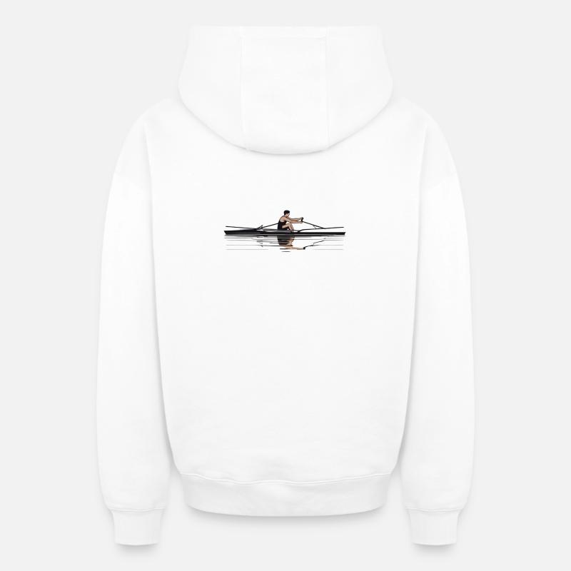 Aviron Solo - Sweat à capuche unisexe zippé oversize épais SPREAD - blanc