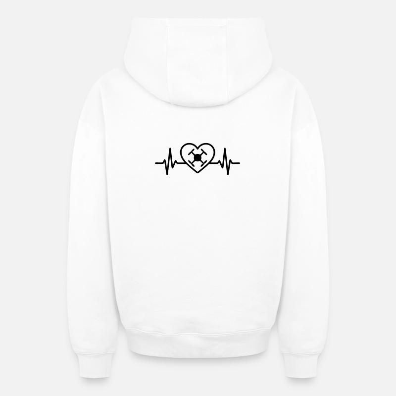 Quadricoptère Heart Drone - Sweat à capuche unisexe zippé oversize épais SPREAD - blanc