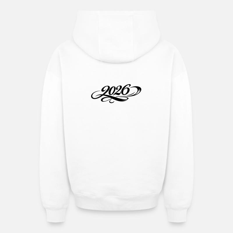 Année 2026 - Sweat à capuche unisexe zippé oversize épais SPREAD - blanc