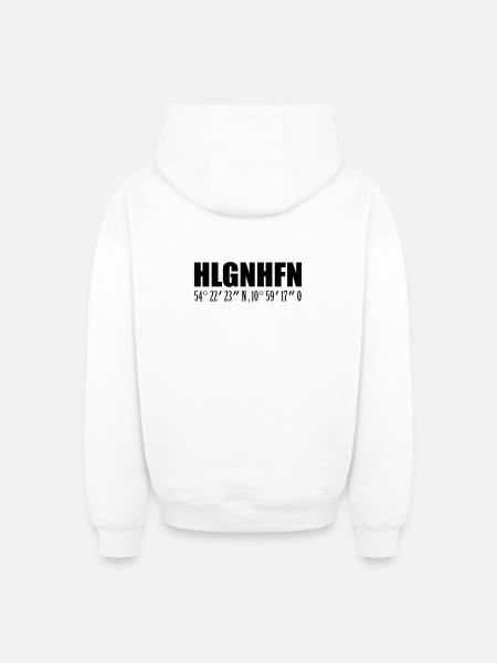 Coordonnées de Heiligenhafen - Sweat à capuche unisexe zippé oversize épais SPREAD - blanc
