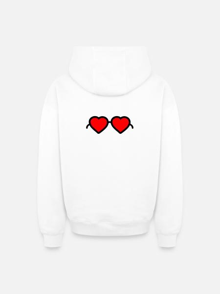 Heart Glasses - Oversized Heavyweight Unisex Zip Hoodie - white