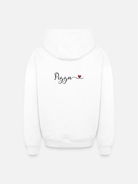 Pizza Heart - Oversized Heavyweight Unisex Zip Hoodie - Weiß