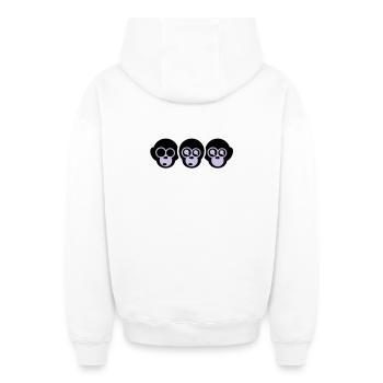 the three monkeys - Oversized Heavyweight Unisex Zip Hoodie - white - Back - AI Model Male 178 light (178cm)