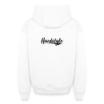 hardstyle electro trance hard bass sticker patch - Oversized Heavyweight Unisex Zip Hoodie - white - Back - AI Model Male 178 light (178cm)