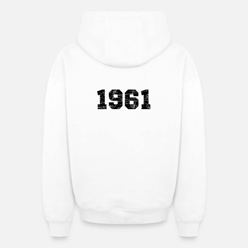 1961 - Sweat à capuche unisexe zippé oversize épais SPREAD - blanc