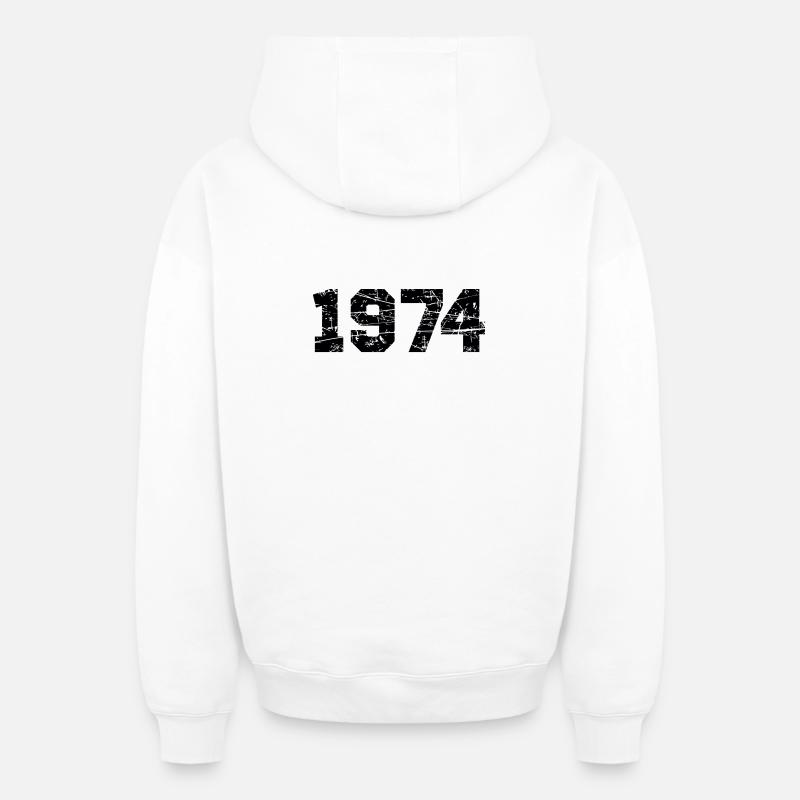 1974 - Sweat à capuche unisexe zippé oversize épais SPREAD - blanc