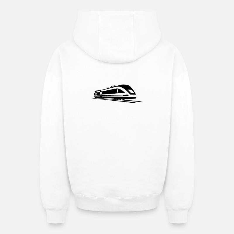 Graphique de train - Sweat à capuche unisexe zippé oversize épais SPREAD - blanc