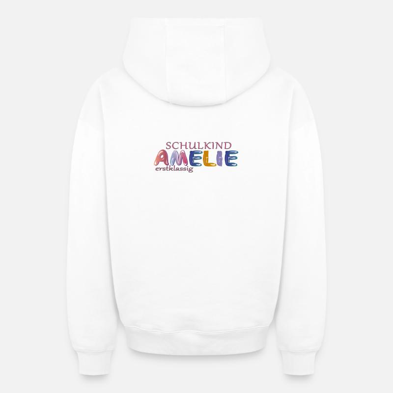 Écolier École Amélie - Sweat à capuche unisexe zippé oversize épais SPREAD - blanc
