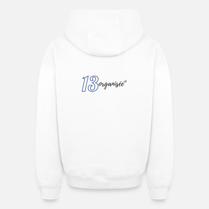 13 organisé - Sweat à capuche unisexe zippé oversize épais SPREAD - blanc
