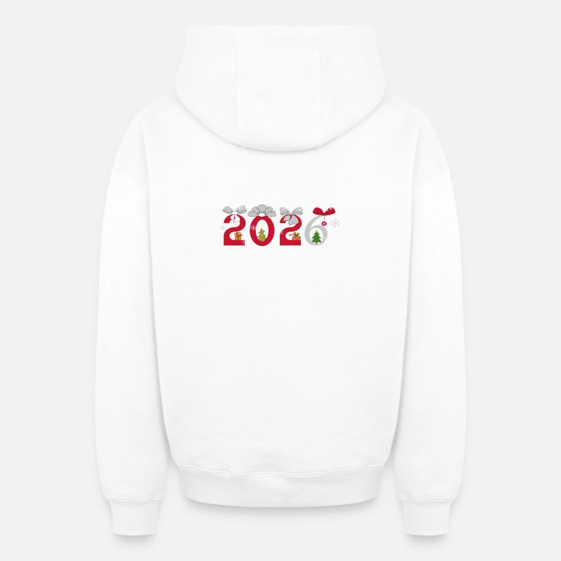 Jour de l’An 2026 - Sweat à capuche unisexe zippé oversize épais SPREAD - blanc
