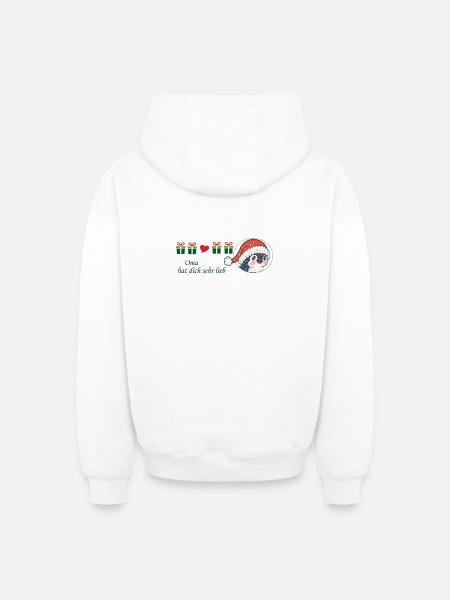 Grandma loves you very much Christmas - Oversized Heavyweight Unisex Zip Hoodie - white