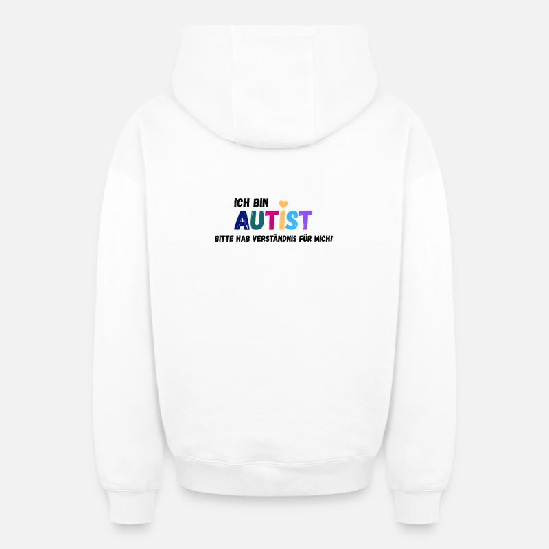 Je suis Autist_Verständnis - Sweat à capuche unisexe zippé oversize épais SPREAD - blanc