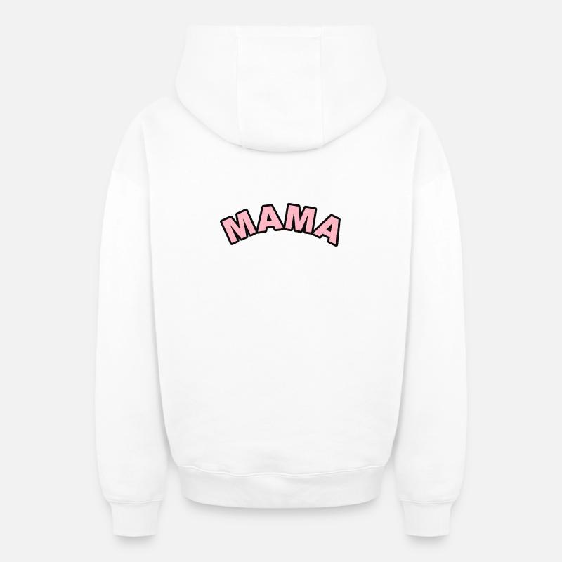 Lettrage floral rose Mama - Sweat à capuche unisexe zippé oversize épais SPREAD - blanc