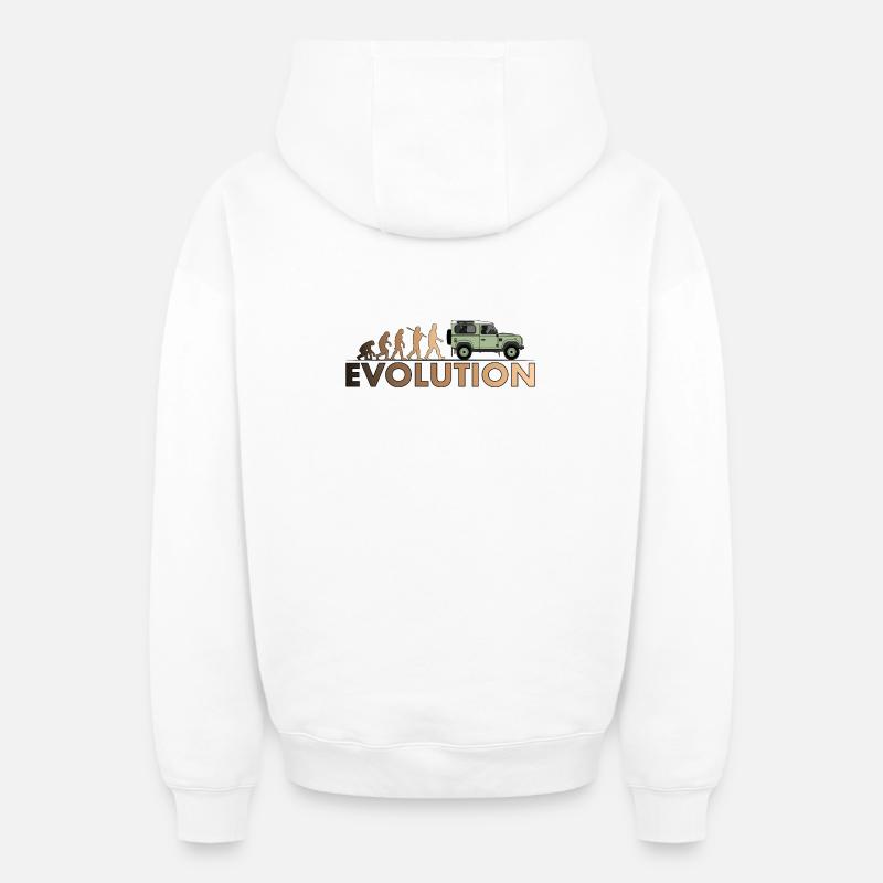 Defender 90 Evolution - Sweat à capuche unisexe zippé oversize épais SPREAD - blanc