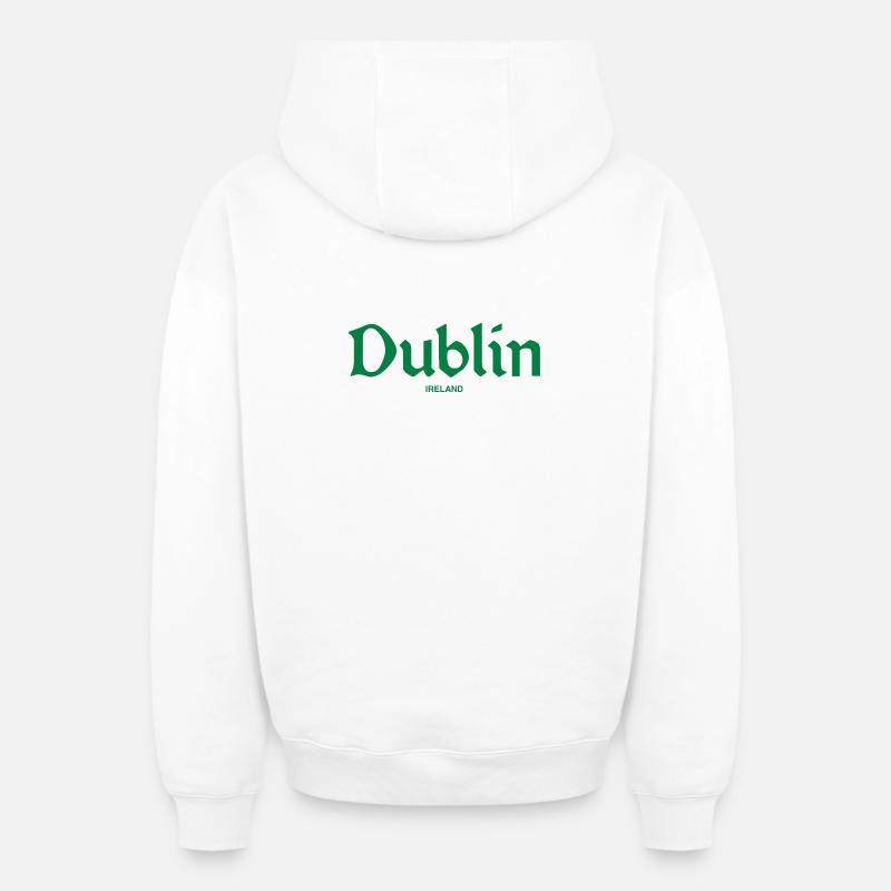 DUBLIN Irlande Irlande - Sweat à capuche unisexe zippé oversize épais SPREAD - blanc