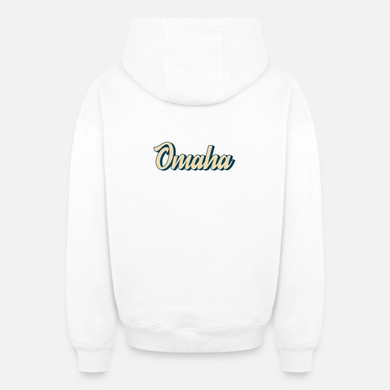Omaha Script Rétro - Sweat à capuche unisexe zippé oversize épais SPREAD - blanc