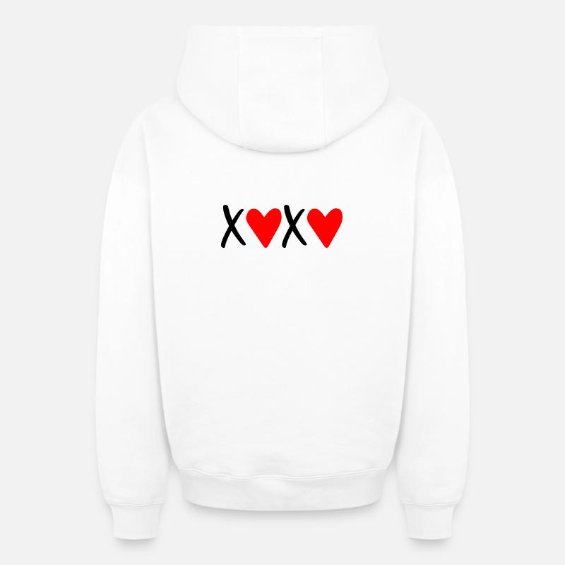 XOXO Câlins et bisous - Sweat à capuche unisexe zippé oversize épais SPREAD - blanc