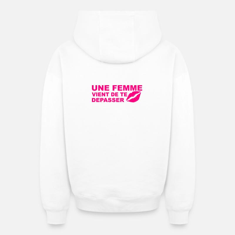 Depasser  - Sweat à capuche unisexe zippé oversize épais SPREAD - blanc
