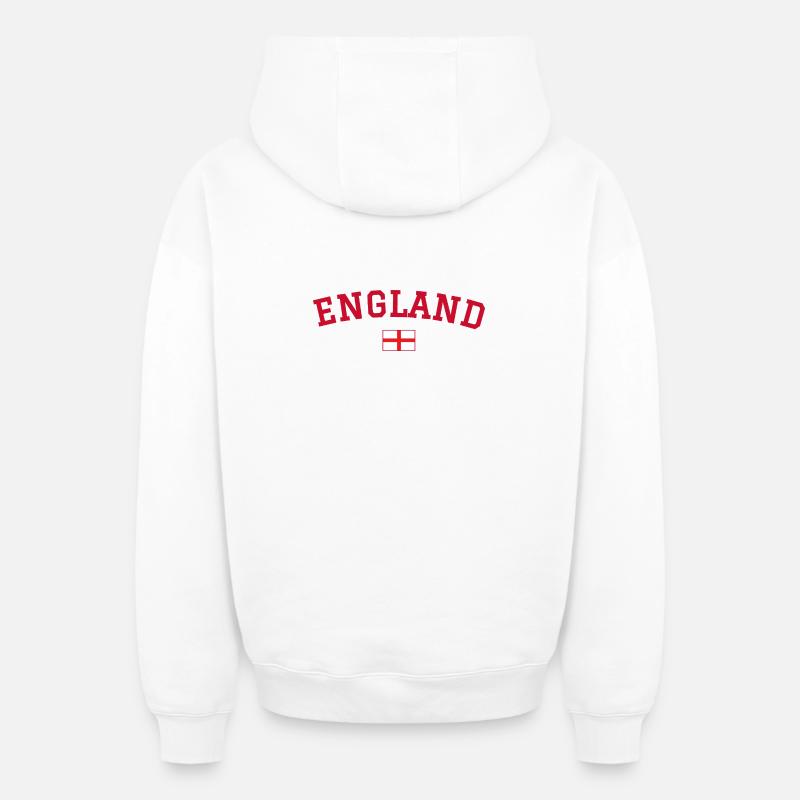 Drapeau anglais : dessin rouge - Sweat à capuche unisexe zippé oversize épais SPREAD - blanc