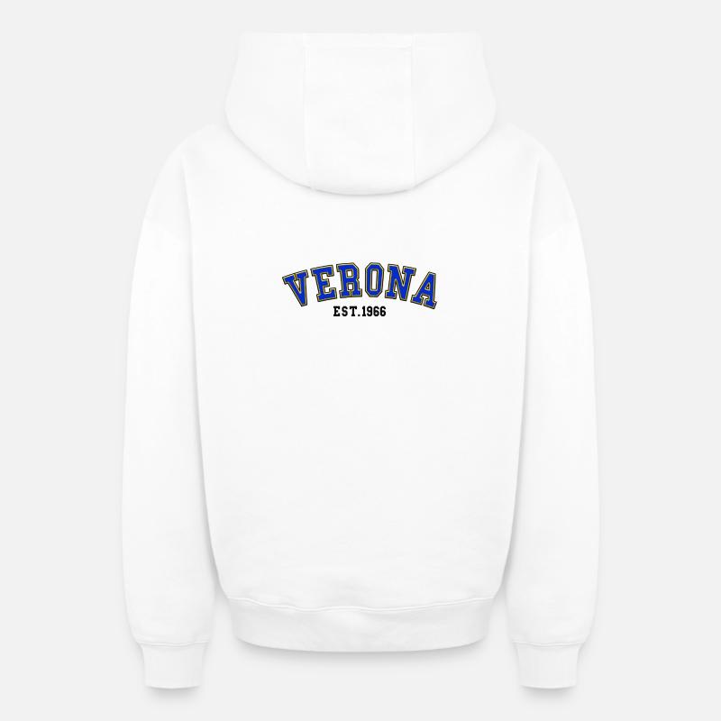 Vérone fondée en 1966 - Sweat à capuche unisexe zippé oversize épais SPREAD - blanc