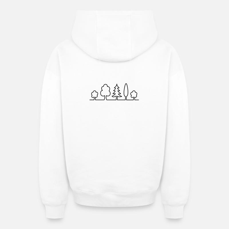 arbre - Sweat à capuche unisexe zippé oversize épais SPREAD - blanc