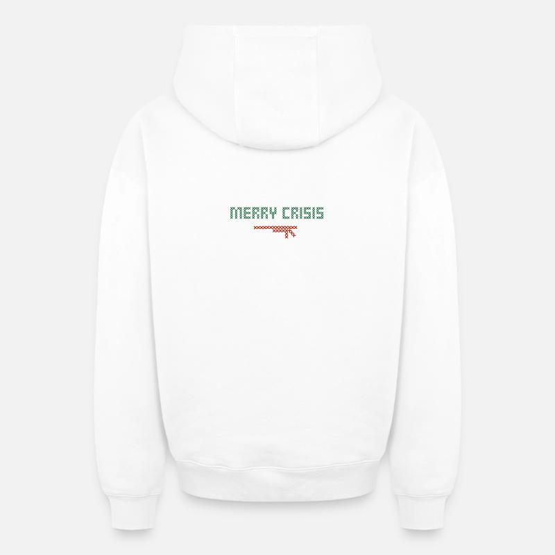 Crise joyeuse - Sweat à capuche unisexe zippé oversize épais SPREAD - blanc