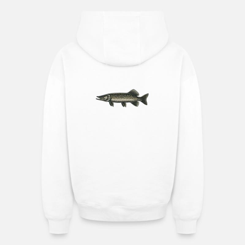 Brochet - Sweat à capuche unisexe zippé oversize épais SPREAD - blanc